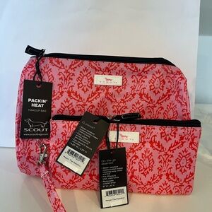 Scout Megan the Medallion Pink Packin Heat makeup Bag&Wristlet Sold Together NWT